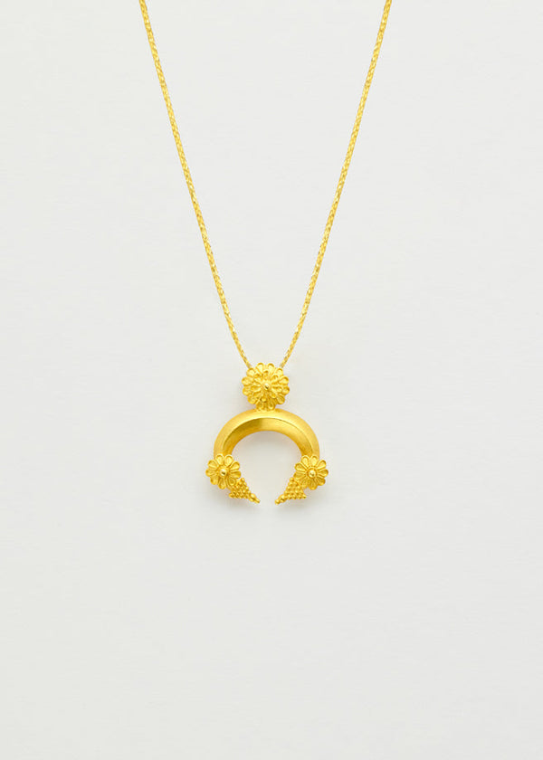 pippa small 18kt Gold Crescent Moon Pendant on Cord
