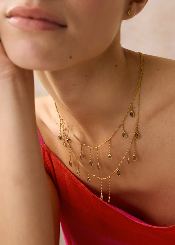 Pippa Small 18kt Gold Cupid's Arrow Diamond Fringe Necklace