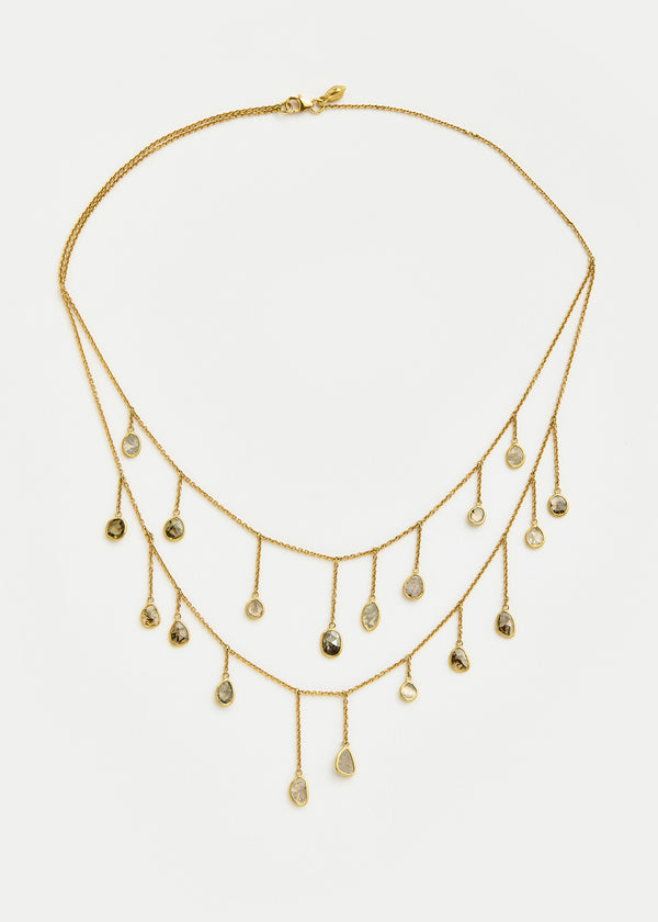 pippa small 18kt Gold Cupid's Arrow Diamond Fringe Necklace