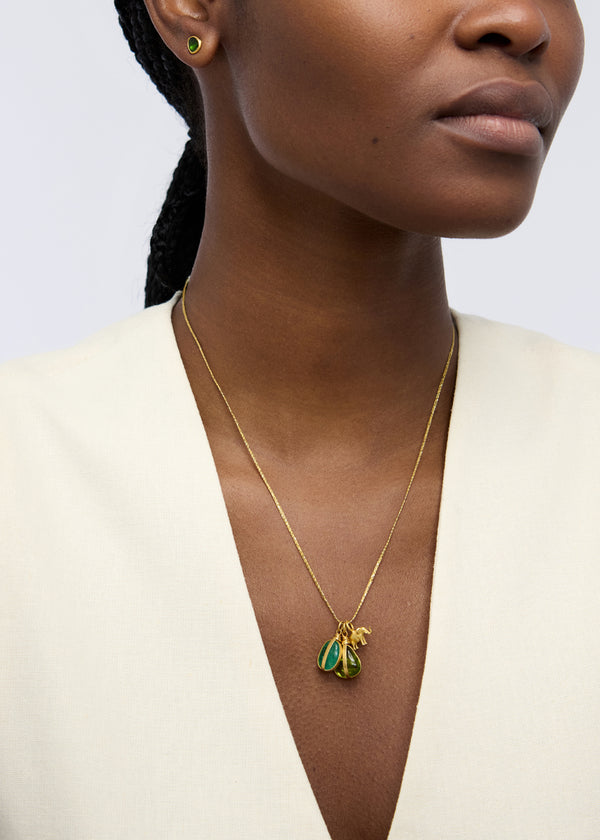 Pippa Small 18kt Gold Elephant & Mixed Stones Cluster On Cord