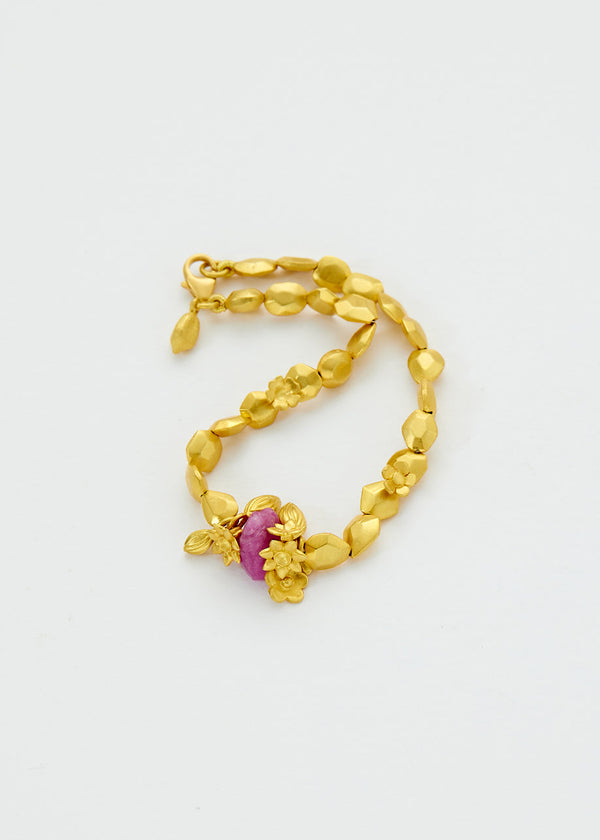 Pippa Small 18kt Gold Garden Of Eden Rough Ruby Bracelet