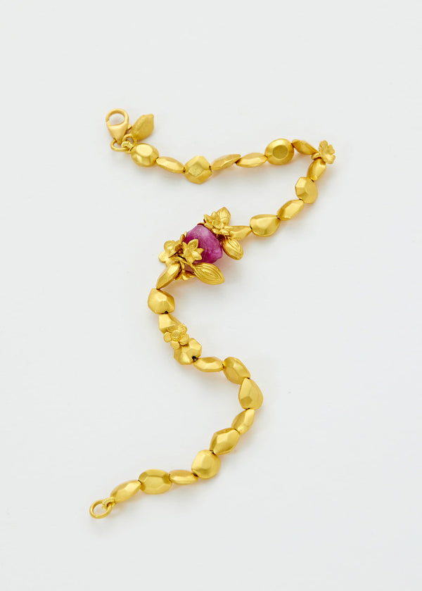 Pippa Small 18kt Gold Garden Of Eden Rough Ruby Bracelet