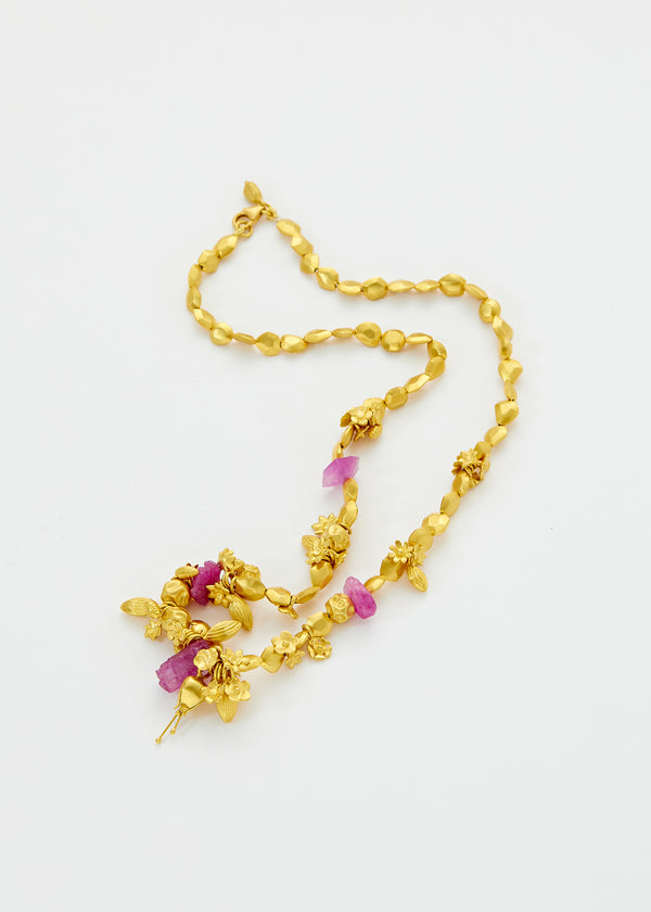 Pippa Small 18kt Gold Garden Of Eden Rough Ruby Necklace