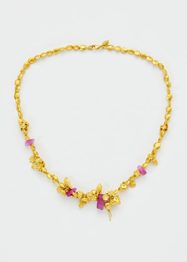 pippa small 18kt Gold Garden of Eden Rough Ruby Necklace