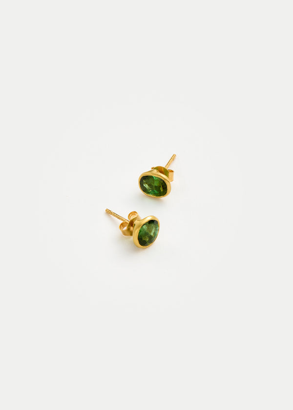 Pippa Small 18kt Gold Green Tourmaline Classic Studs