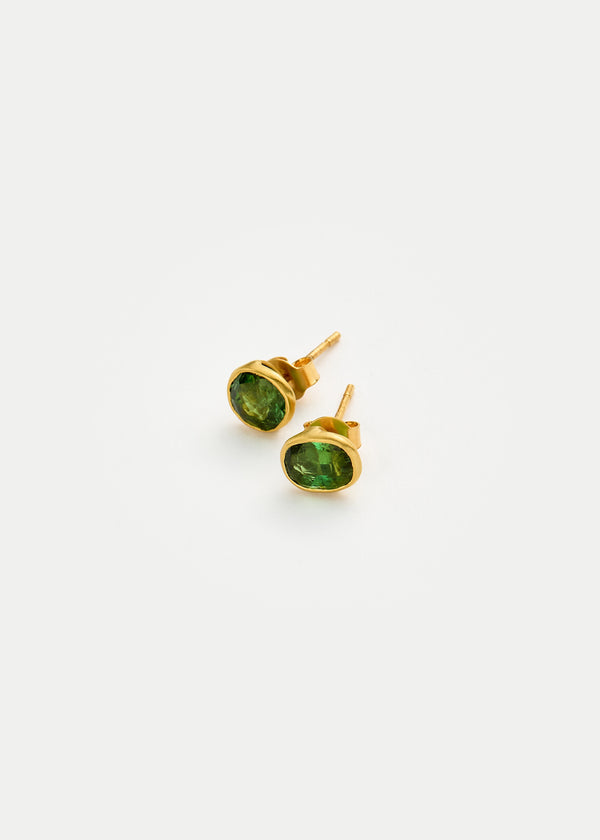 Pippa Small 18kt Gold Green Tourmaline Classic Studs