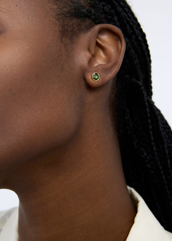 Pippa Small 18kt Gold Green Tourmaline Classic Studs