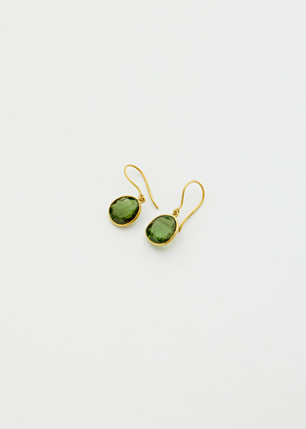 Pippa Small 18kt Gold Green Tourmaline Single Drop Earrings
