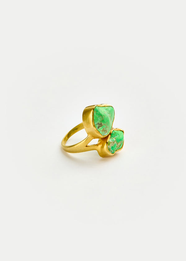 Pippa Small 18kt Gold Green Turquoise Double Greek Ring
