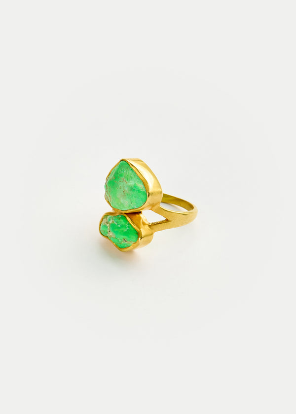 pippa small 18kt Gold Green Turquoise Double Greek Ring