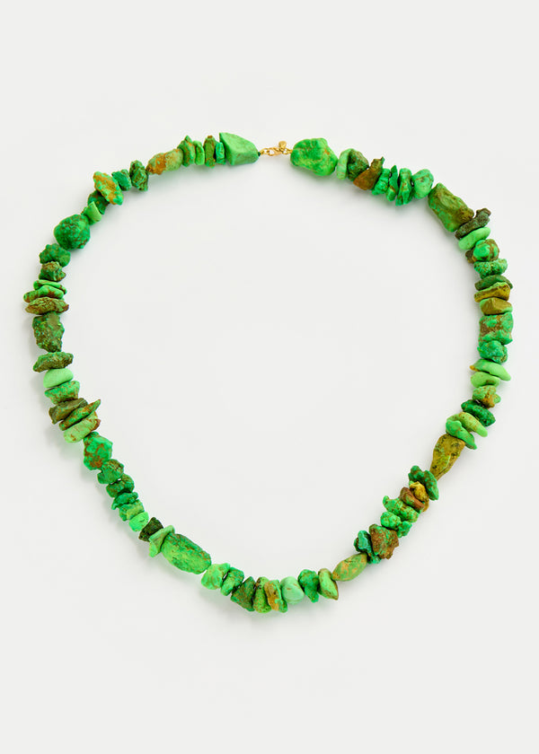 pippa small 18kt Gold Green Turquoise Thick Long Beaded Necklace