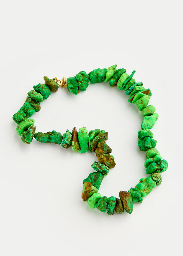 Pippa Small 18kt Gold Green Turquoise Thick Short Beaded Necklace