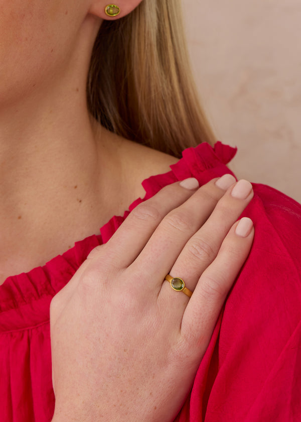 Pippa Small 18kt Gold Hanabi Green Tourmaline Greek Ring