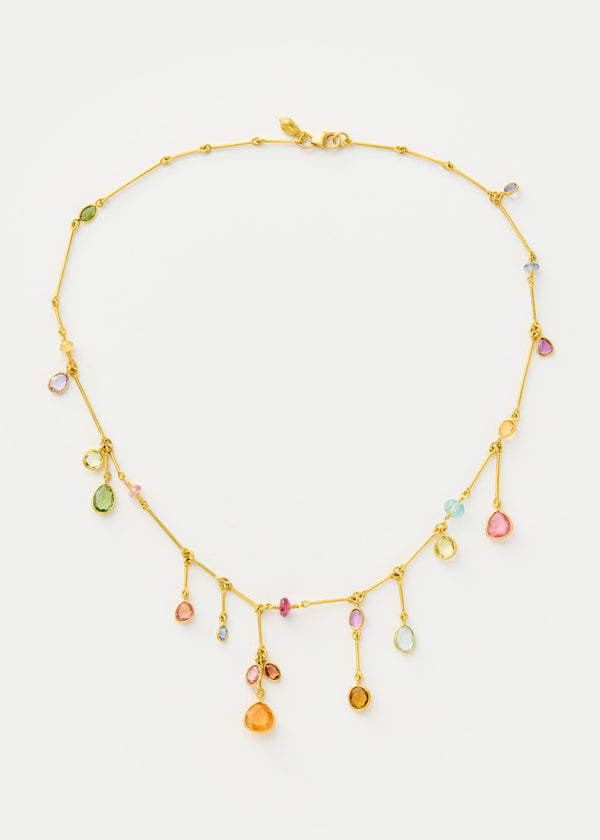 pippa small 18kt Gold Hanabi Mixed Stones Fringe Necklace