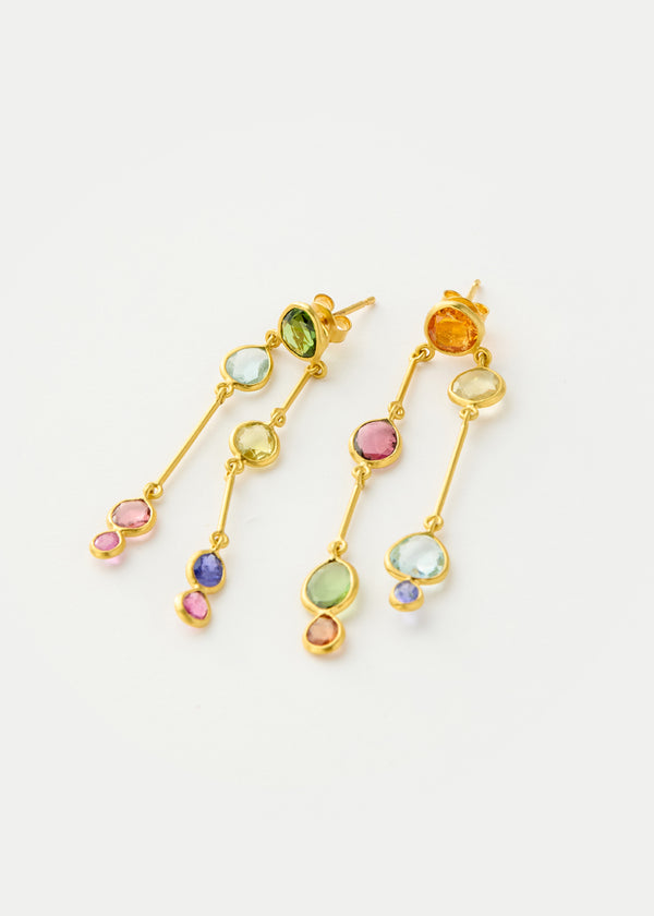 pippa small 18kt Gold Hanabi Mixed Stones Stick Earrings