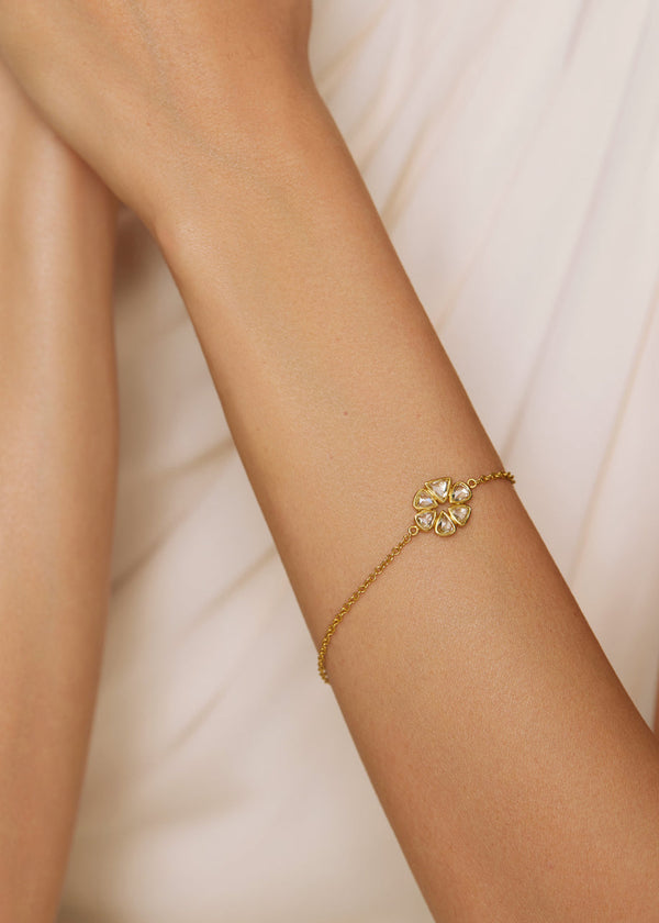 Pippa Small 18kt Gold Helios Diamond Flower Cluster Bracelet