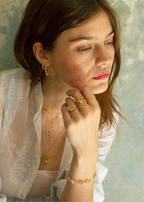 Pippa Small 18kt Gold Herkimer Diamond Full Stone Bracelet