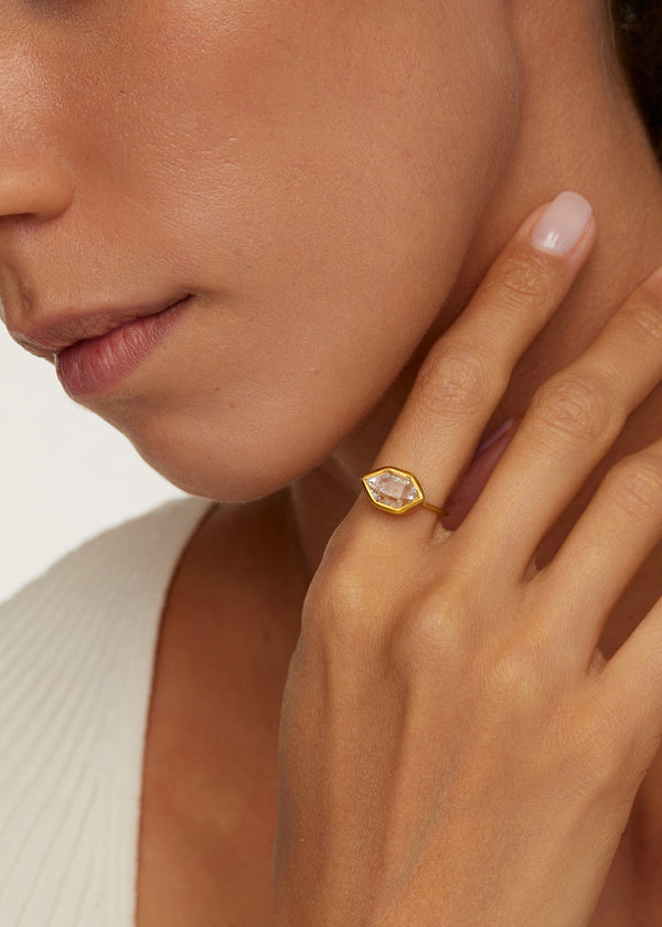 Pippa Small 18kt Gold Herkimer Metamorphic Cup Ring