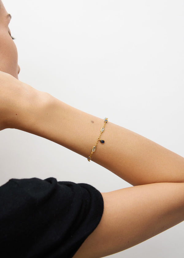 Pippa Small 18kt Gold Indigo Mixed Stones Drop Bracelet