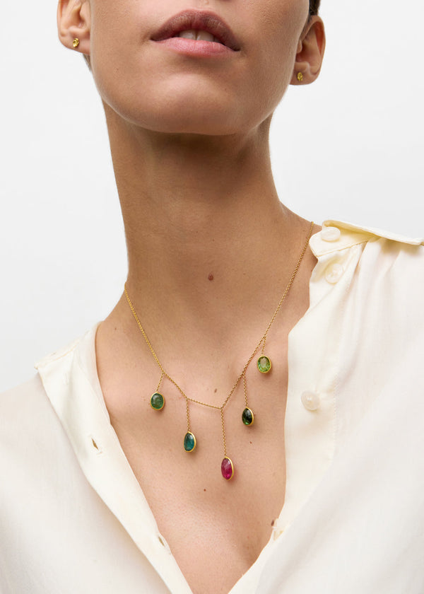 Pippa Small 18kt Gold Iris Mixed Tourmaline Necklace