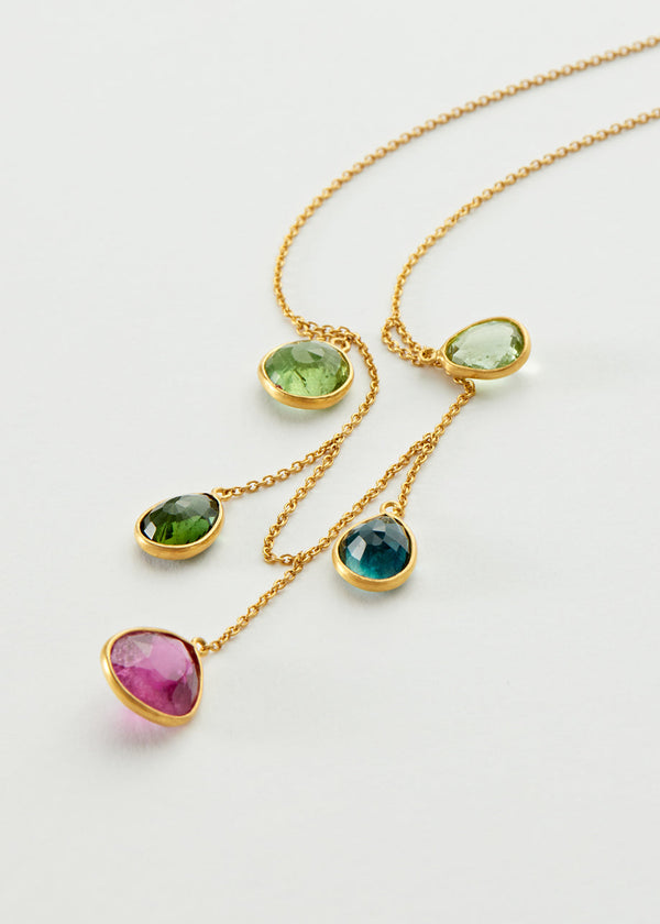 Pippa Small 18kt Gold Iris Mixed Tourmaline Necklace