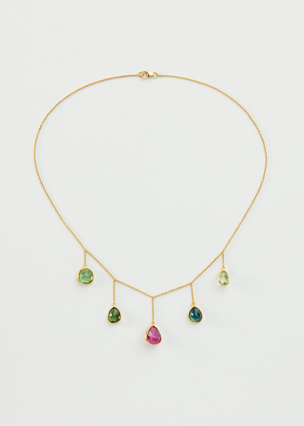 pippa small 18kt Gold Iris Mixed Tourmaline Necklace