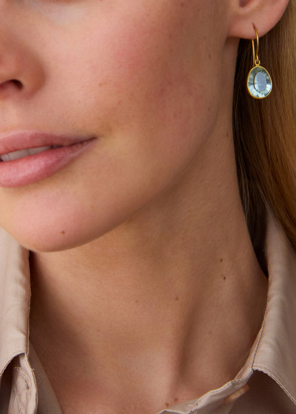 Pippa Small 18kt Gold Koh-i-Noor Aquamarine Small Single Drop Earrings