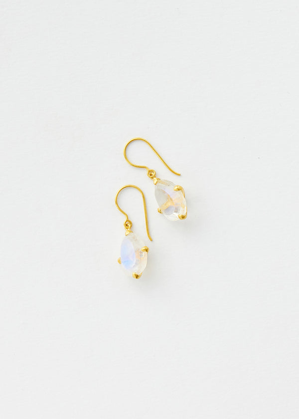 Pippa Small 18kt Gold Koh-I-Noor Rainbow Moonstone Claw Set Single Drop Earrings