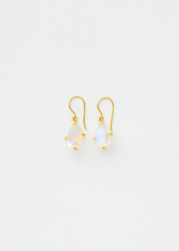 pippa small 18kt Gold Koh-I-Noor Rainbow Moonstone Claw Set Single Drop Earrings