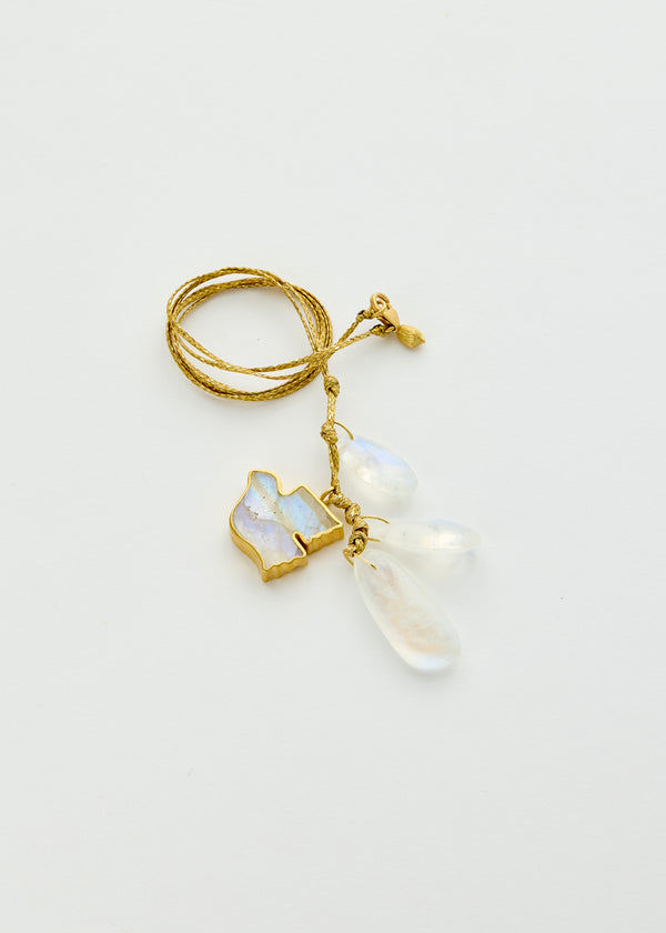 Pippa Small 18kt Gold Koh-i-Noor Rainbow Moonstone Cluster On Cord