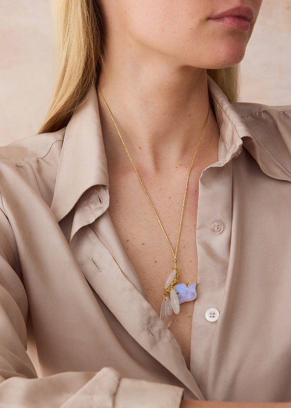 Pippa Small 18kt Gold Koh-i-Noor Rainbow Moonstone Cluster On Cord