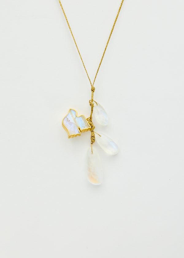 pippa small 18kt Gold Koh-i-Noor Rainbow Moonstone Cluster on Cord