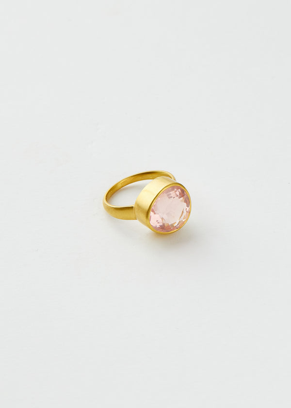 Pippa Small 18kt Gold Koh-i-Noor Rose Quartz Greek Ring