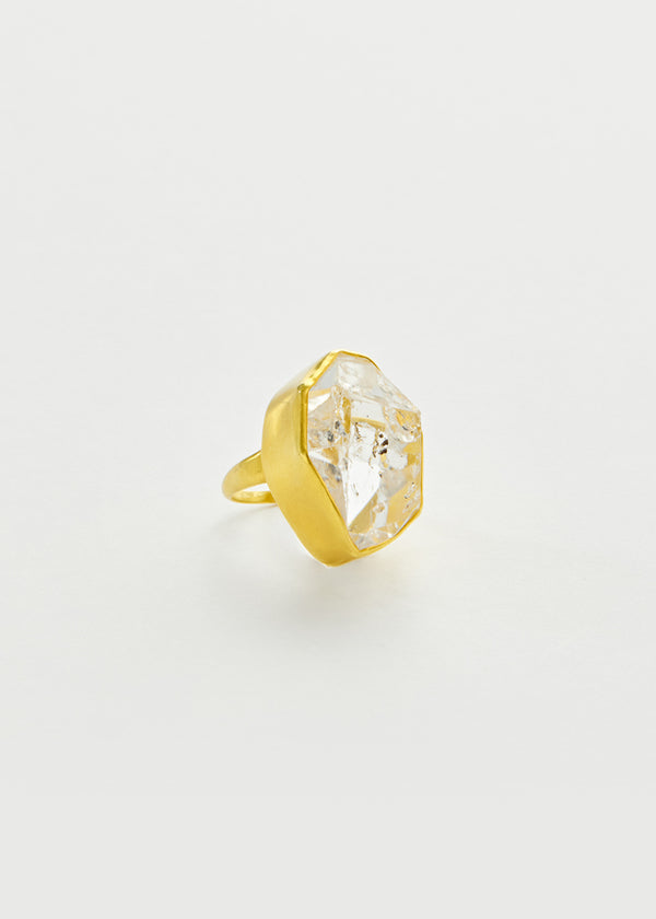 Pippa Small 18kt Gold Krustallos Herkimer Diamond Greek Ring