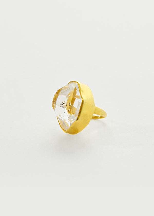 Pippa Small 18kt Gold Krustallos Herkimer Diamond Greek Ring