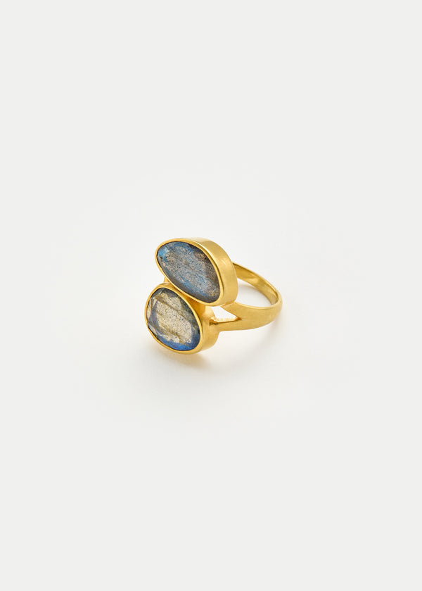 pippa small 18kt Gold Labradorite Double Greek Ring