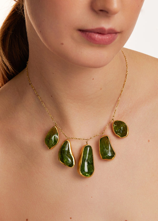 Pippa Small 18kt Gold Large Peridot Colette Set Necklace