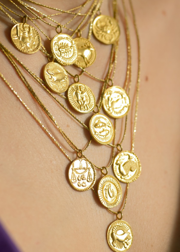 Pippa Small 18kt Gold Leo Horoscope Pendant On Cord