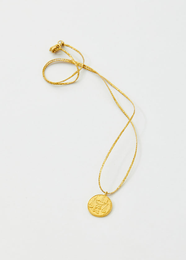 Pippa Small 18kt Gold Libra Horoscope Pendant On Cord