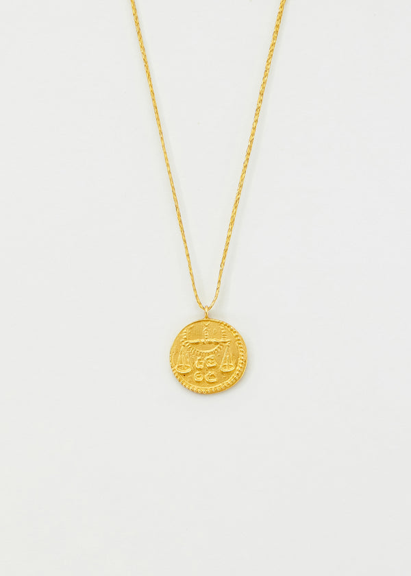 pippa small 18kt Gold Libra Horoscope Pendant on Cord