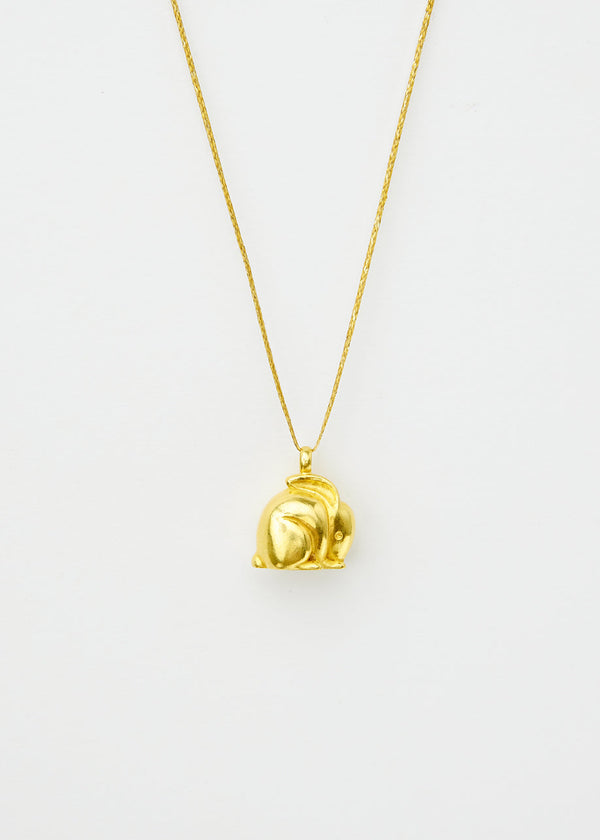 pippa small 18kt Gold Midas Large Rabbit Amulet on Cord