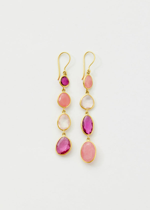 pippa small 18kt Gold Mixed Pinks Multi Drop Earrings