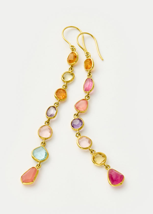 Pippa Small 18kt Gold Mixed Stone Multi Drop Earrings