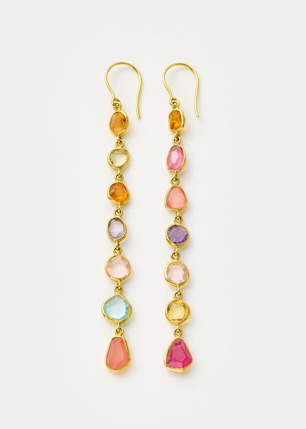 pippa small 18kt Gold Mixed Stone Multi Drop Earrings