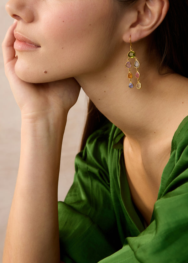 Pippa Small 18kt Gold Mixed Stones Jellyfish Earrings