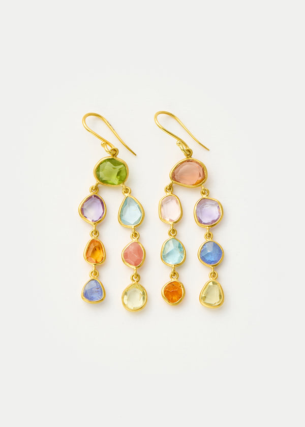 pippa small 18kt Gold Mixed Stones Jellyfish Earrings