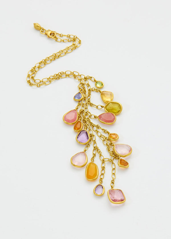 Pippa Small 18kt Gold New Day Mixed Stones Drop Necklace