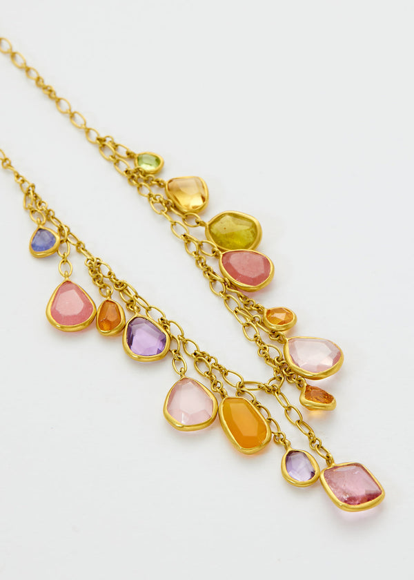 Pippa Small 18kt Gold New Day Mixed Stones Drop Necklace