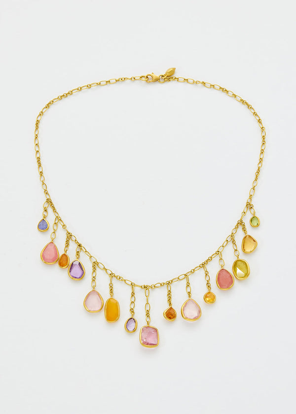 pippa small 18kt Gold New Day Mixed Stones Drop Necklace
