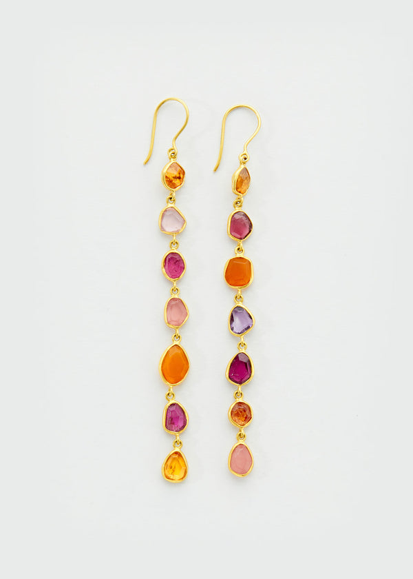 Pippa Small 18kt Gold New Day Mixed Stones Seven Drop Earrings